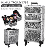 ZNTS 3 in 1 Aluminum Cosmetic Makeup Case Tattoo Box White Zebra Print 25171058