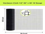 Black Hardware Cloth 5 ft 50 ft, 19 Gauge 1/2 inch Black PVC Vinyl Coated Welded Wire Fence W2286P428280