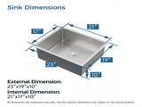 Stainless Steel Kitchen Sink, 23x19 Single Bowl, Undermount Handmade Sink in Dark Gray, with US 90830894