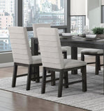 ZNTS Dining Chairs Set of 2 Gray Upholstered Seat Stylish Back Antique Black Finish Wooden Frame Dining B011P170585