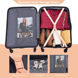 Expandable 3 Piece Luggage Sets PC Lightweight & Durable Suitcase with Two Hooks, Spinner Wheels, W284104370