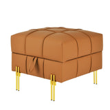 22 inches Anti-scratch Leather Storage Ottoman, Pet Friendly Entryway Bench with Golden Stainless W1191P196356