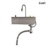 Kitchen Sink 30" x 22" Multifunctional Overmount Flying Rain Waterfall S304 Stainless Steel Handmade T3177P286040