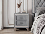 2-Drawer Nightstand with Metal Legs for Bedroom, Mid Century Nightstand Fully Assembled Except Legs N733P183659E