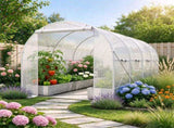 Walk-in Tunnel Greenhouse 1577 FT, Galvanized Steel Frame with 8 Mesh Windows & Roll-Up Zipper 24811007