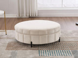 31.5"W Upholstered Round Ottoman With Reversible Lid, Velvet Storage Stool, Channel Tufted W3118P272635
