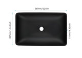 14.38" L -22.25" W -4.38" H Matte Shell Glass Rectangular Vessel Bathroom Sink in Black with Faucet 24478684