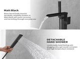Freestanding Bathtub Faucet Waterfall Tub Filler Black Floor Mount Brass Bathroom Faucets with Hand 55762117
