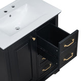 ZNTS 30" Bathroom Vanity with Sink, One Package, Black Bathroom Cabinet with Drawers, Solid Frame and MDF N725P192829B