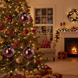 4PCS Set 4.7" Christmas Glass Ball Ornaments 4.7x4.7x4.7in Hanging Tree Decorations Shiny Holiday 79053014