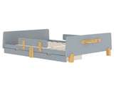 Full Size Platform Bed with Storage Drawers, Solid Wood Beds Frame with Bed Guardrail, Small Shelf, W1580P373246