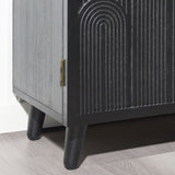 Modern Black Wood Storage Cabinet, 31in Accent Cabinet with Embossed Door for Living Room, Bedroom, W2729P239176