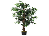 4FT Artificial Ficus Tree - 504 PEVA/Polyester Leaves, Multiple Trunks, Green 44479741