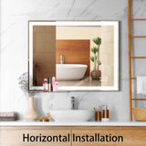 48x24 inch LED Bathroom Vanity Mirror Wall Mounted Adjustable White/Warm/Natural Lights Anti-Fog W70832310