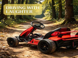 Red 24V Electric Drift Go Kart, 7.5 MPH Max Speed, Adjustable Seat for Growing Kids, Slow Start for 20151402