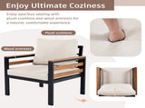 GO 4-Piece Outdoor Furniture Sofa Set for 5 People Acacia Wood Armrests, Patio Conversation Set 17993657