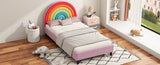 ZNTS Rainbow Design Upholstered Twin Platform Bed Cute Style Princess Bed for Boys & Girls, Teens, WF317595AAZ