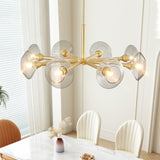 Modern Gold 8-Light Sputnik Chandelier with Clear Glass Shades, Mid-Century Hanging Pendant Light W1340P233173