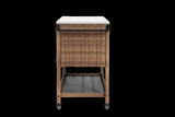 Outdoor Wicker Bar Cart, Patio Wine Serving Cart w/Wheels, Rolling Rattan Beverage Bar Counter Table 71094004