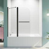 43 in. W * 58 in. H Frameless Folding Shower Doors for Bathtub, 1/4" Thick SGCC Tempered Glass W1552P173134