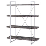 Rustic Grey Herringbone Bookcase with Full-Length Shelf B062P153825