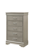5-Drawer Tall Chest Modern 1pc Beige Champagne Texture Finish Solid Wood Wooden Crystal Tufted B011P198809