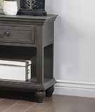 ZNTS Unique Natural Brown / Grey Finish Transitional Wooden Nightstand Bedside Table 1x Drawer and Shelf B011P154515