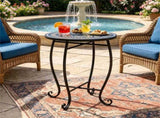 14" Metal Side Table, Indoor Outdoor Decorative End Table X-Base Heavy Duty Plant Stand for Patio 06088239