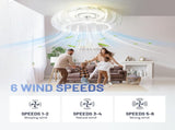 21'' Low Profile Bladeless Ceiling Fan with Lights Dimmable LED Enclosed Ceiling Fans with Light and W3775P384981