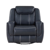 Modern Blue Swivel Glider Reclining Chair, Breathable Faux Leather Upholstery Living Room Furniture B011P228164