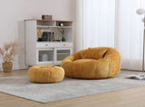 UNITED WE WIN Modern Bean Bag Chairs, Comfy Round Chair for Adults with Ottoman, Leisure Single Sofa W1568P361698