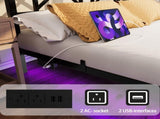 Full Size Floating Bed Frame with Headboard and Storage, Full Size Platform Bed Frame with USB W840P383353