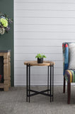 21.5" x 24" Round Side Table With Wood Top, End Table for Living Room Bedroom W2078P144748