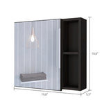 Medicine 18H" Single Door Cabinet, Two External Shelves, Three Interior Shelves , Black B097133142