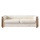 Contemporary Velvet Sofa Couch 84.25''W for Living Room, Beige W57946164