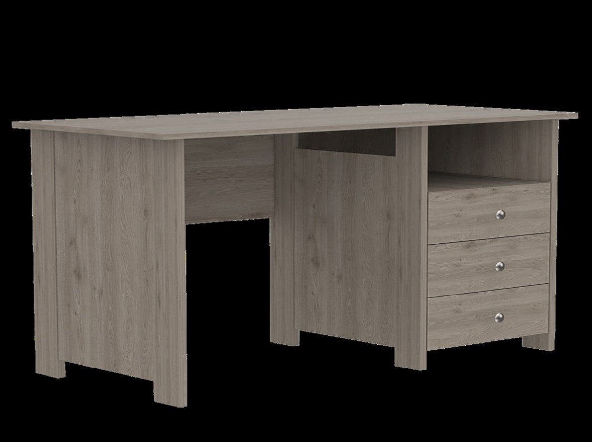 Grey Computer Desk Open Box Computer Desk with Open Storage Shelf and 3-Drawers, Light Gray B09713 ...