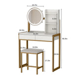 Small Vanity Desk with Mirror and Lights, Makeup Vanity Table with LED Mirror, 3 Lighting Modes, W3587P462322