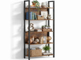 5-Tier Industrial Bookshelf, Slim Storage Bookcase with Steel Frame, Rustic Brown and Black 37752428