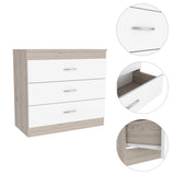 Melia Three Drawer Dresser, Superior Top, Metal Hardware -Light Gray / White B20092096