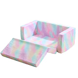 KS-Series All-Sponge Kids Double Foldable Sofa Bed Spray-Print Slant Peach Fabric 44768340