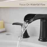 Bathroom Faucets for Sink 3 Hole Black 8 inch Widespread Bathroom Sink Faucet with Pop Up Drain W1932P182993