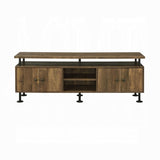 Rustic Oak and Black 2-Shelf TV Stand B062P209172