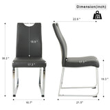 Modern Charcoal PU dining chair, cloth upholstered chair, electroplated metal chair legs, suitable W210P224289