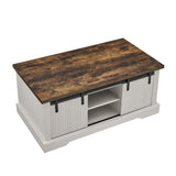 41.3 Inch Coffee Table Storage and Sliding Wood Door, Farmhouse and Industrial Cocktail Table W1781P268238