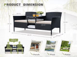 Outdoor Patio Loveseat Black Wicker 2-Seat Patio Conversation Set with Cushions & 89864706
