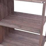 Brown Fir Wood Potting Bench - 5-Drawer Garden Workstation with Slatted Back Panel & Storage Cabinet N769P282380B