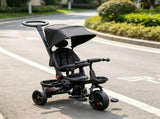 Black Foldable Toddler Trike 1-5Y Travel-Friendly with Storage, Reversible Seat, Safety Harness 63815186