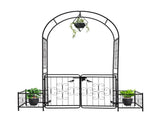 198.5*50*219cm Courtyard Arc Top With Door With Planting Frame Iron Art Iron Arch Black 02242955