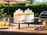 1.5 Gallon Glass Beverage Dispenser 2 Pack, Drink Dispensers with Metal Stand & Stainless Steel 90471663