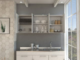 Superior 150 Wall Cabinet With Glass, Four Interior Shelves, Two Double Door -White B20091984